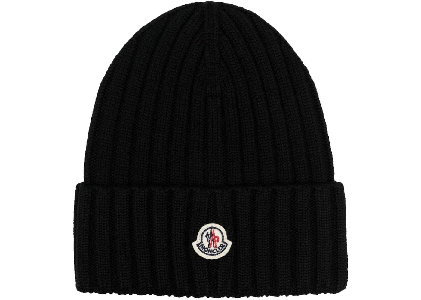 Moncler Ribbed Knit Wool Beanie Black