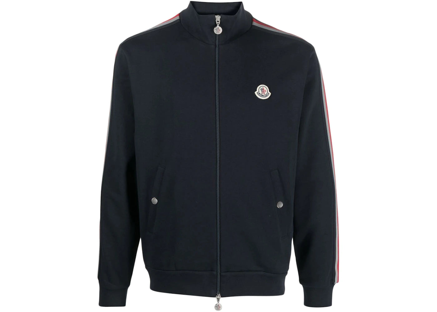 Moncler Stripe-Detail Zip-Up Sweatshirt Navy Blue