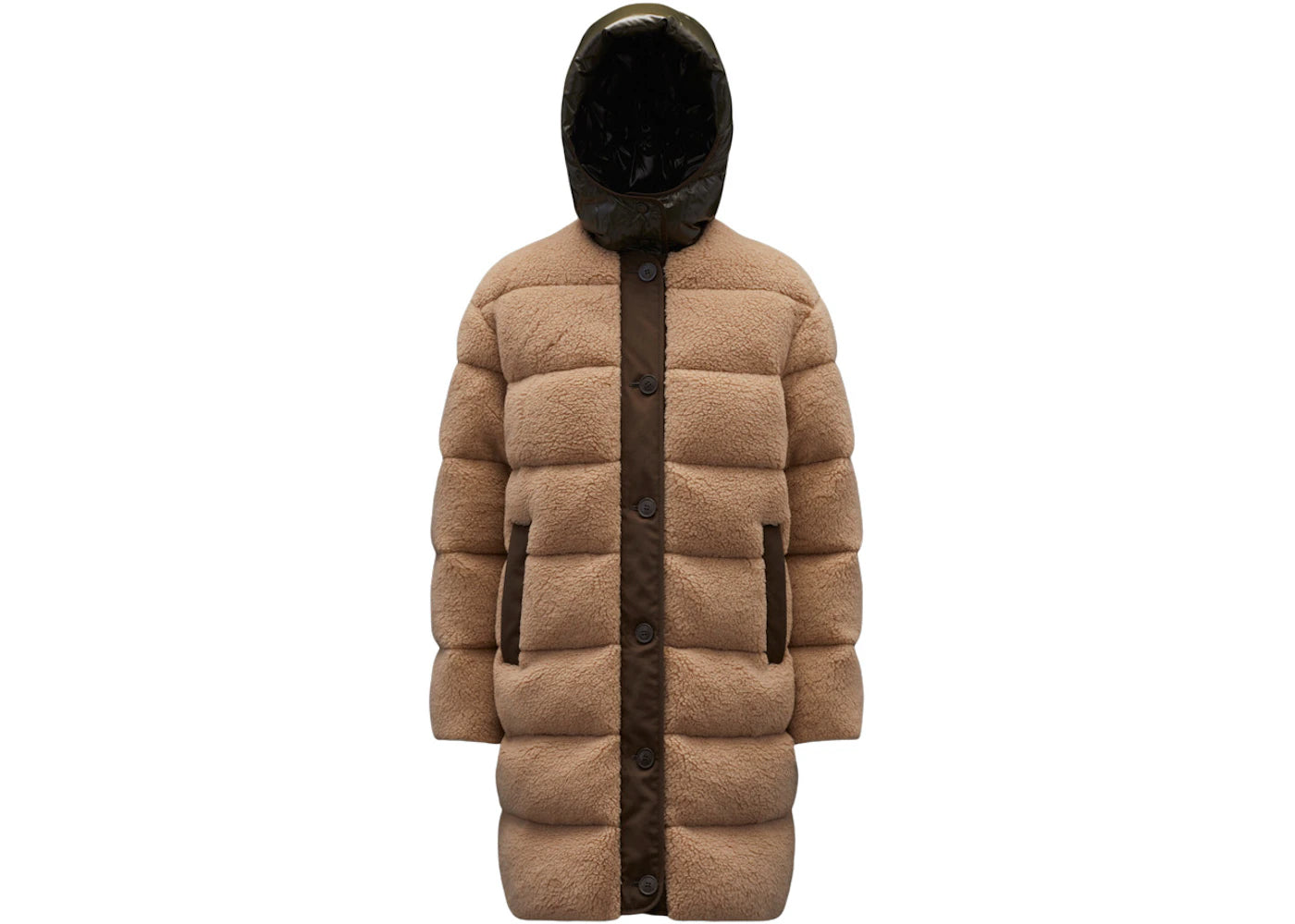 Moncler Women's Charamillion Long Down Jacket Natural Kakhi Beige