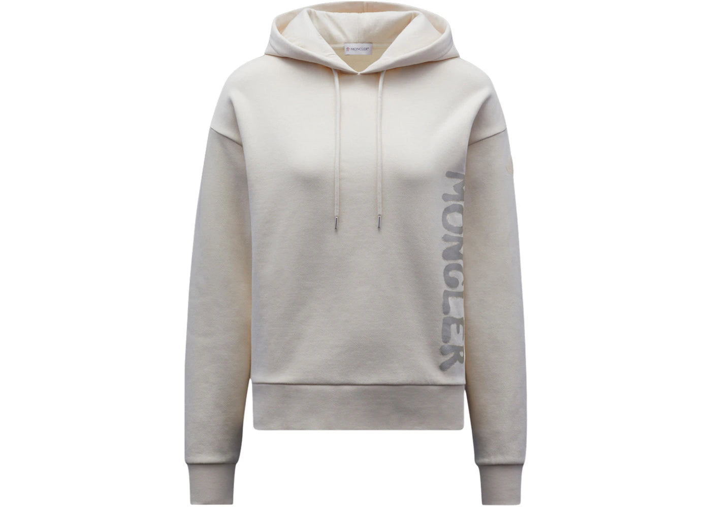 Moncler Women's Metallic Spray Effect Logo Print Hoodie Pearled Ivory