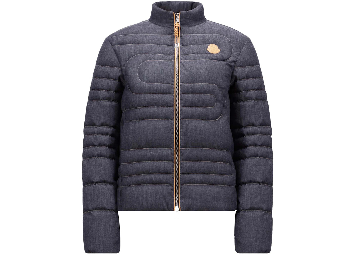Moncler Xiaoqing Snake-Quilted Denim Short Down Jacket Denim Blue