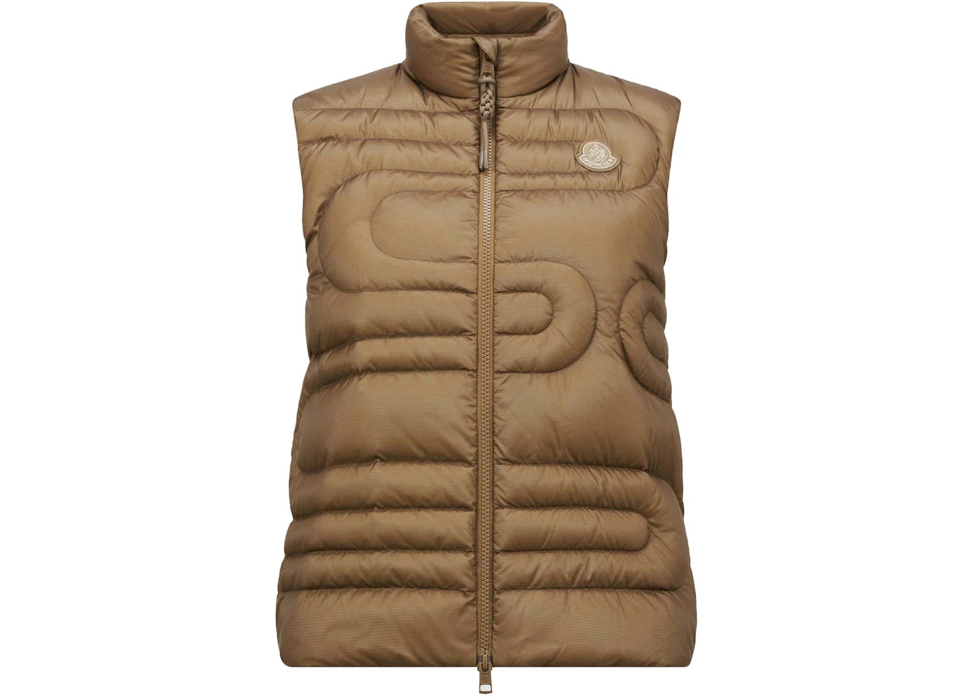 Moncler Xihu Snake-Quilted Down Vest Light Brown