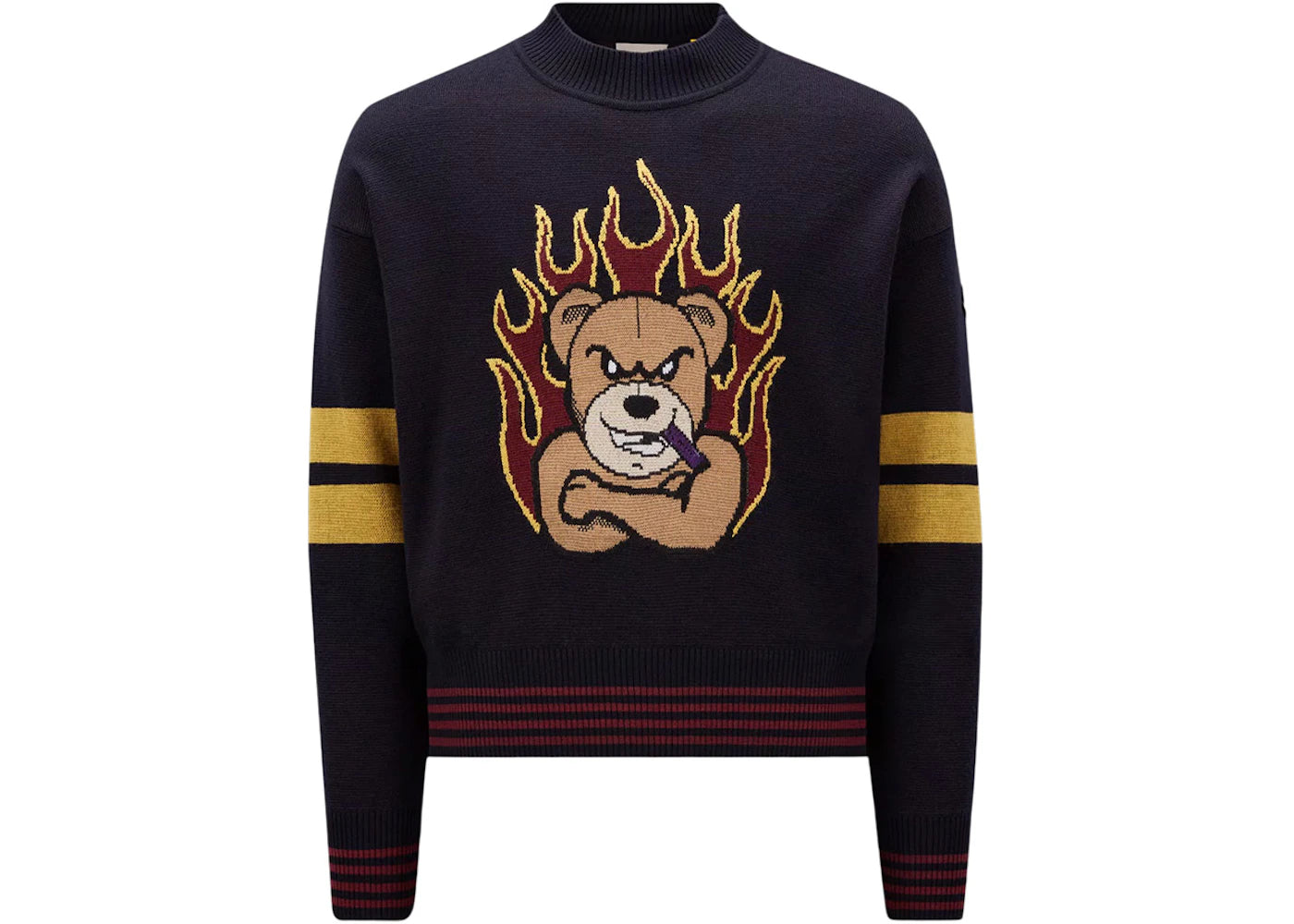 Moncler x Palm Angels Bear Motif Wool Sweater Navy Blue