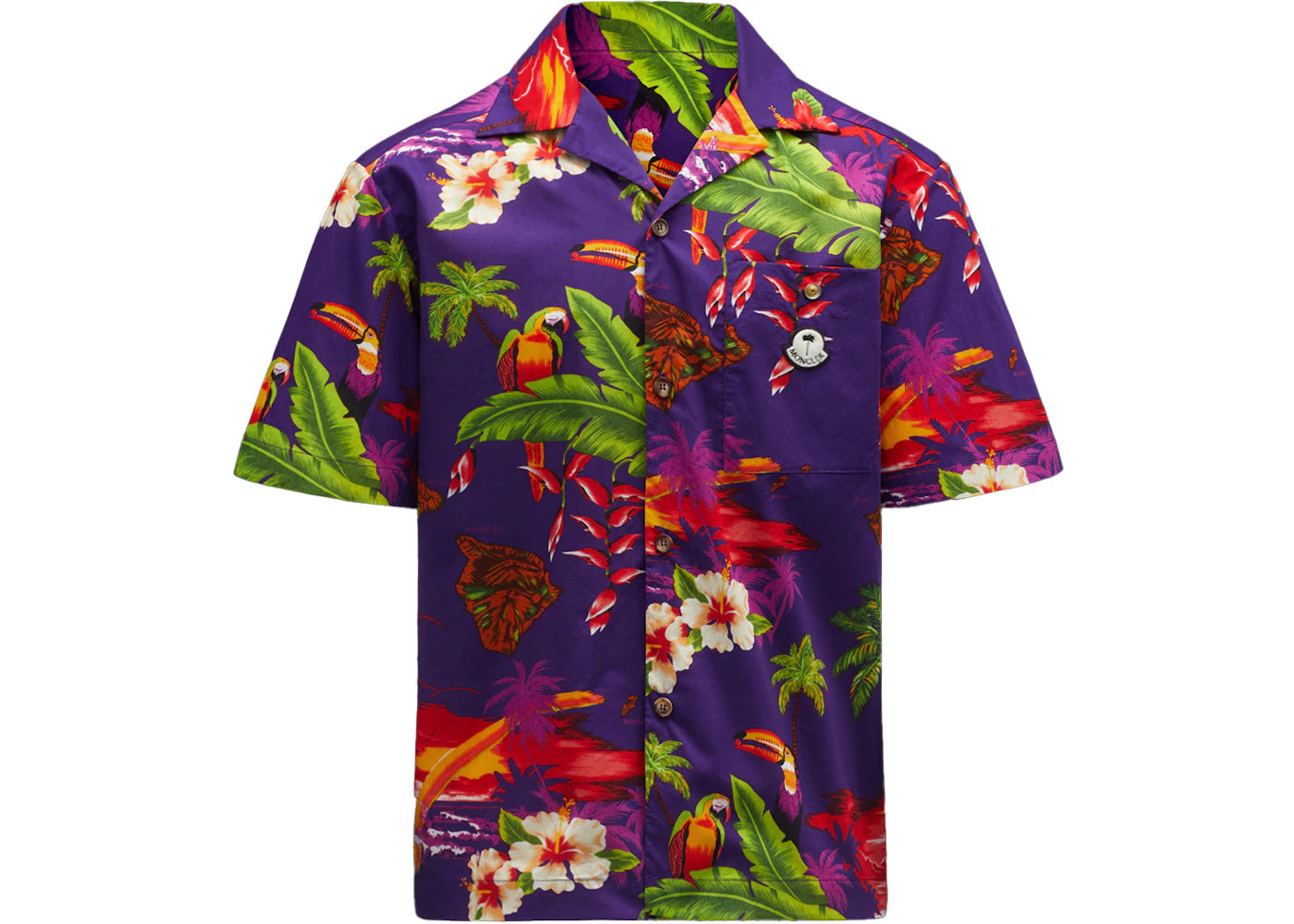 Moncler x Palm Angels Hawaiian Print Short Sleeve Shirt Purple Multi Print