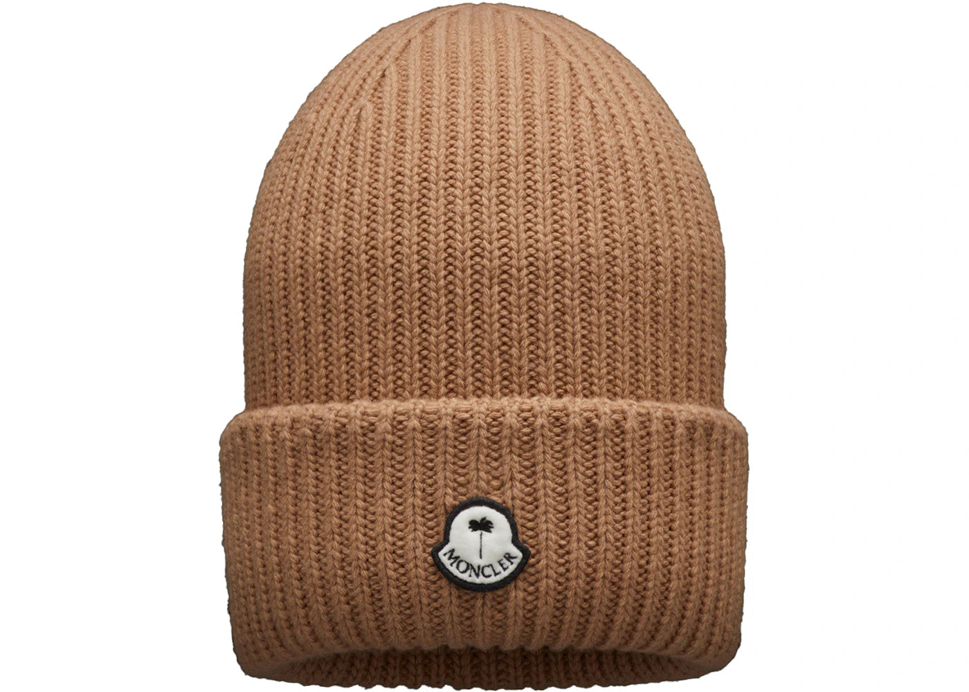 Moncler x Palm Angels Patched Ribbed Beanie Camel