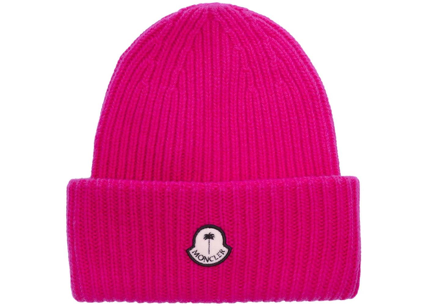 Moncler x Palm Angels Patched Ribbed Beanie Fucshia