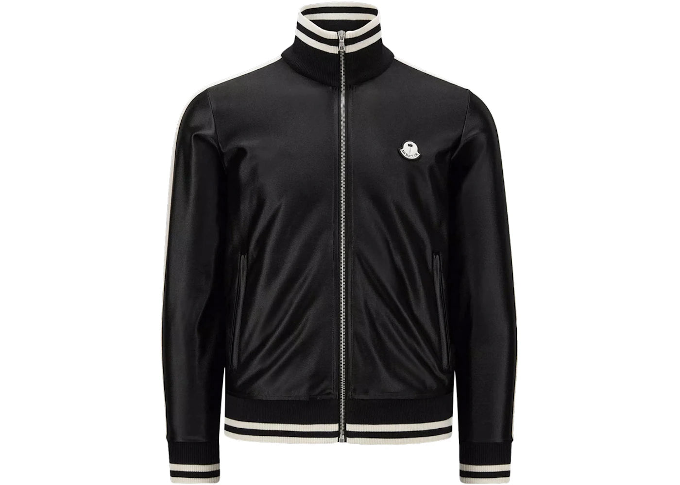 Moncler x Palm Angels Shiny Zip-Up Sweatshirt Black