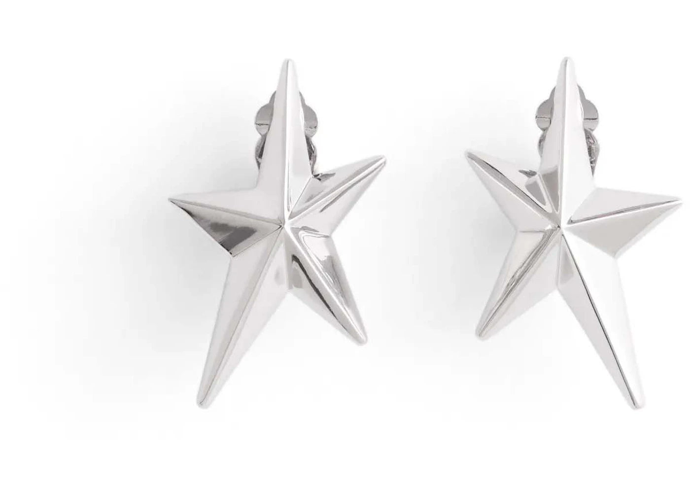 Mugler H&M Star-Shaped Clip Earrings Silver-colored