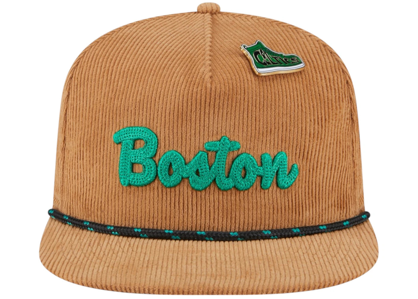 NBA Boston Celtics New Era Victory Grove Corduroy Sneaker Pin Golfer Adjustable Hat Tan