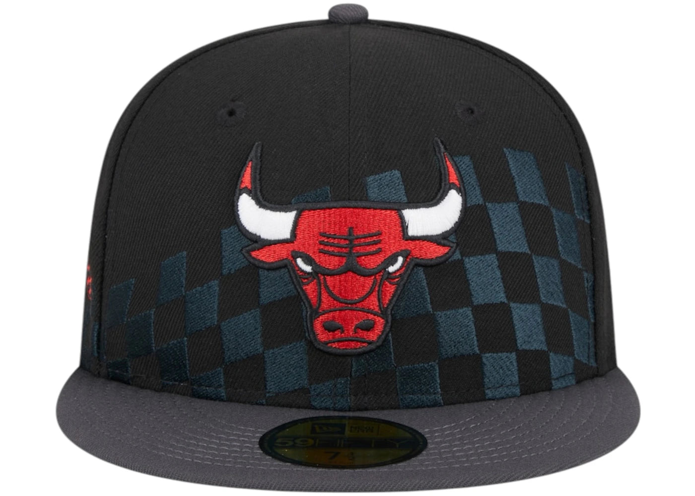 NBA Chicago Bulls New Era Rally Drive Checkerboard 59Fifty Crown Fitted Hat Black