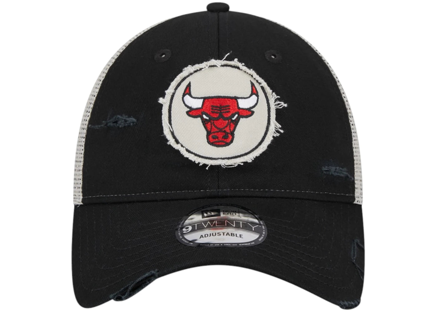 NBA Chicago Bulls New Era Rally Drive Distressed Patch 9Twenty Trucker Adjustable Hat Black