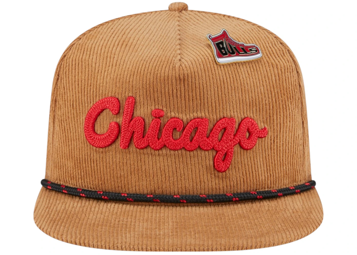 NBA Chicago Bulls New Era Victory Grove Corduroy Sneaker Pin Golfer Adjustable Hat Tan