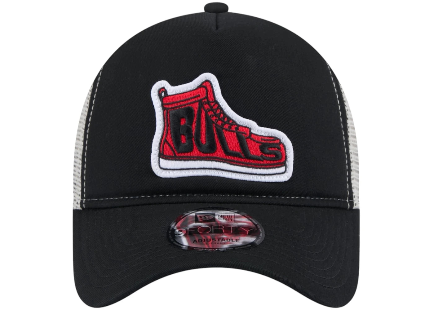 NBA Chicago Bulls New Era Victory Grove Vintage Sneaker Trucker 9Forty Adjustable Hat Black