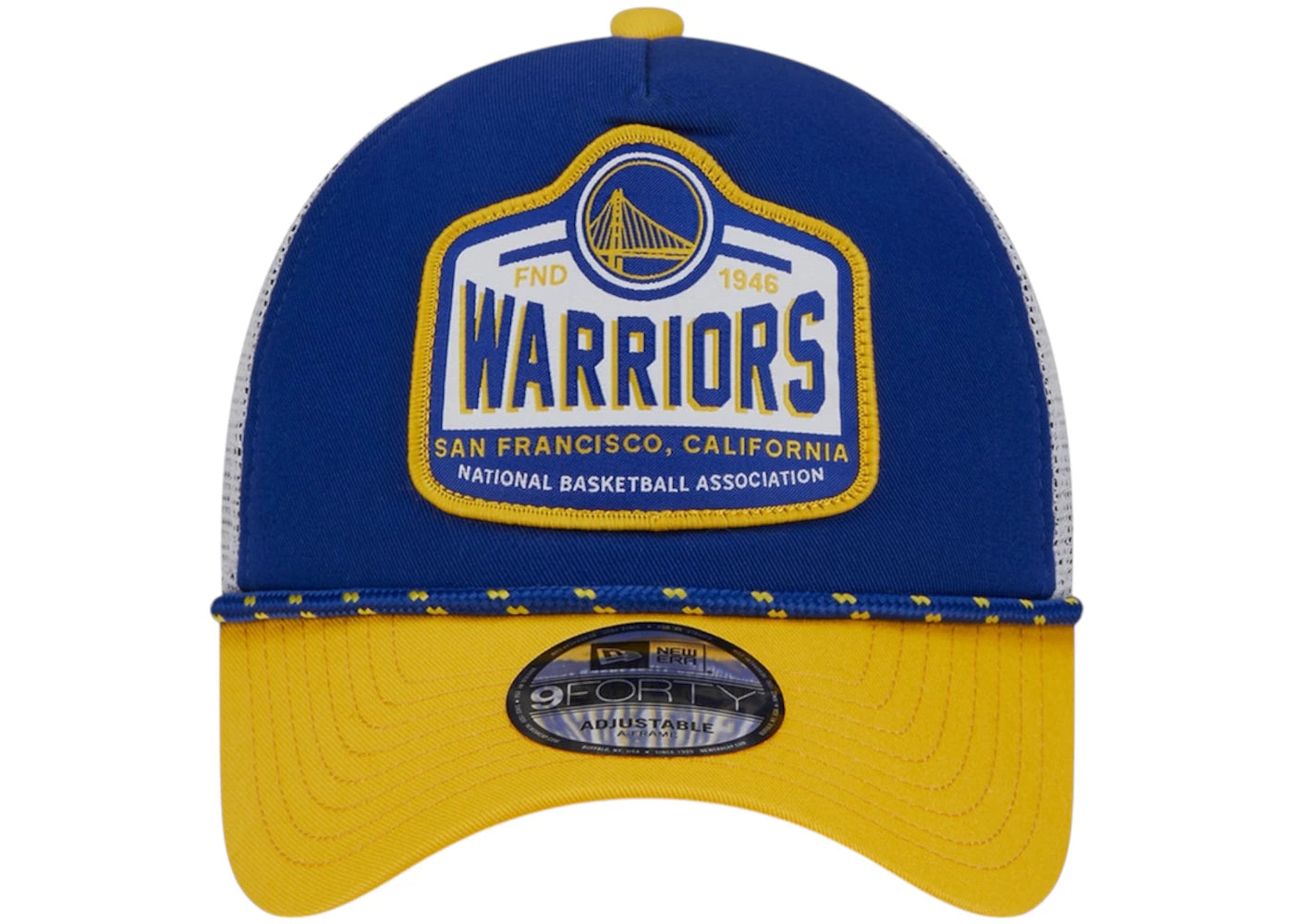 NBA Golden State Warriors New Era A-Frame 9Forty Trucker Hat Royal Blue