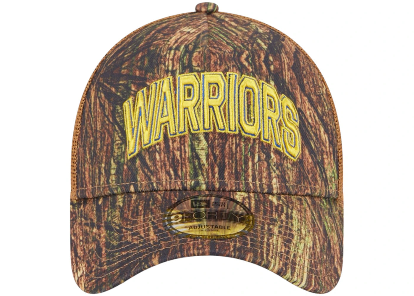 NBA Golden State Warriors New Era Camo Victory Grove Forest A-Frame Trucker 9Forty Adjustable Hat Camo