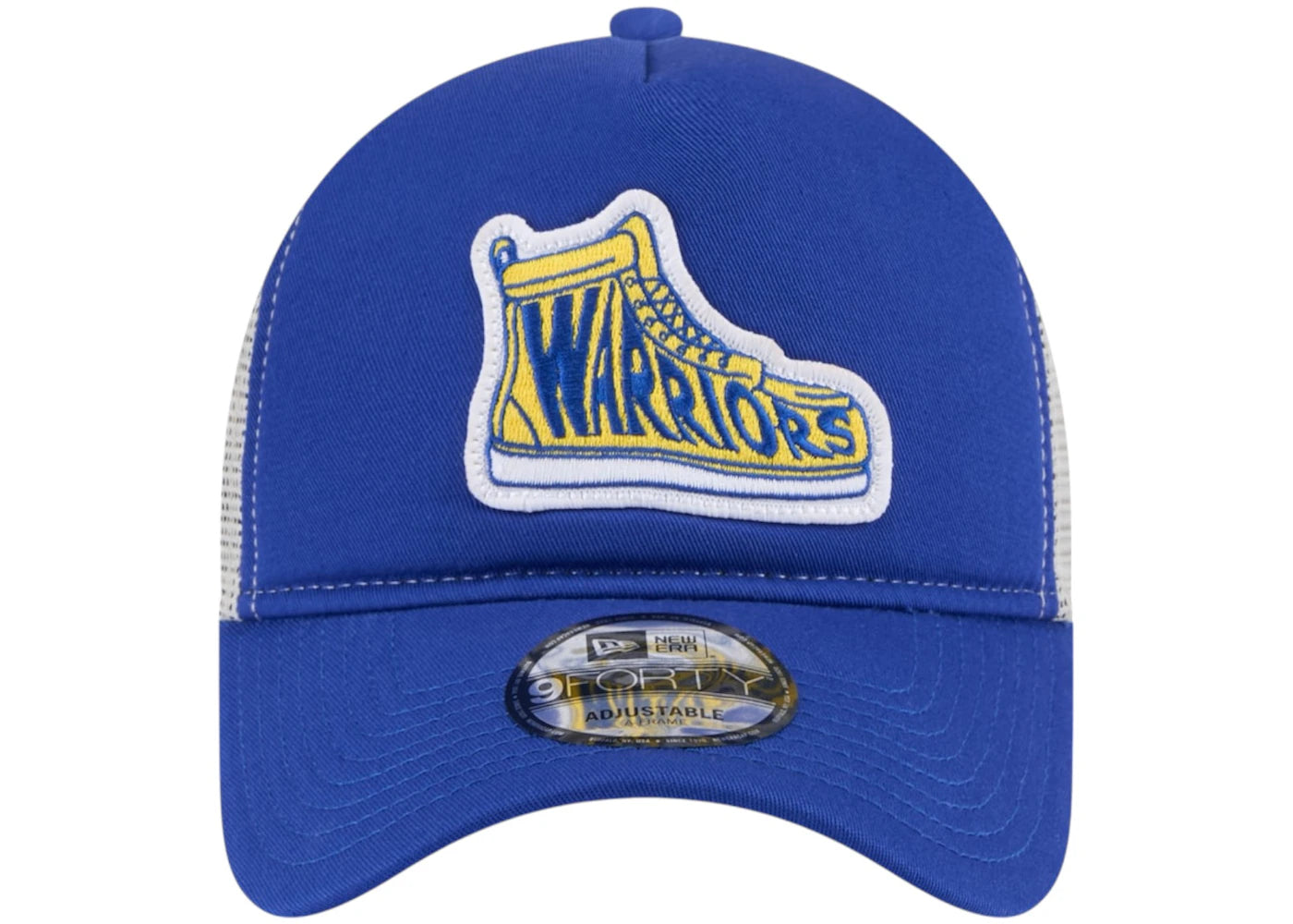 NBA Golden State Warriors New Era Victory Grove Vintage Sneaker Trucker 9Forty Adjustable Hat Royal Blue