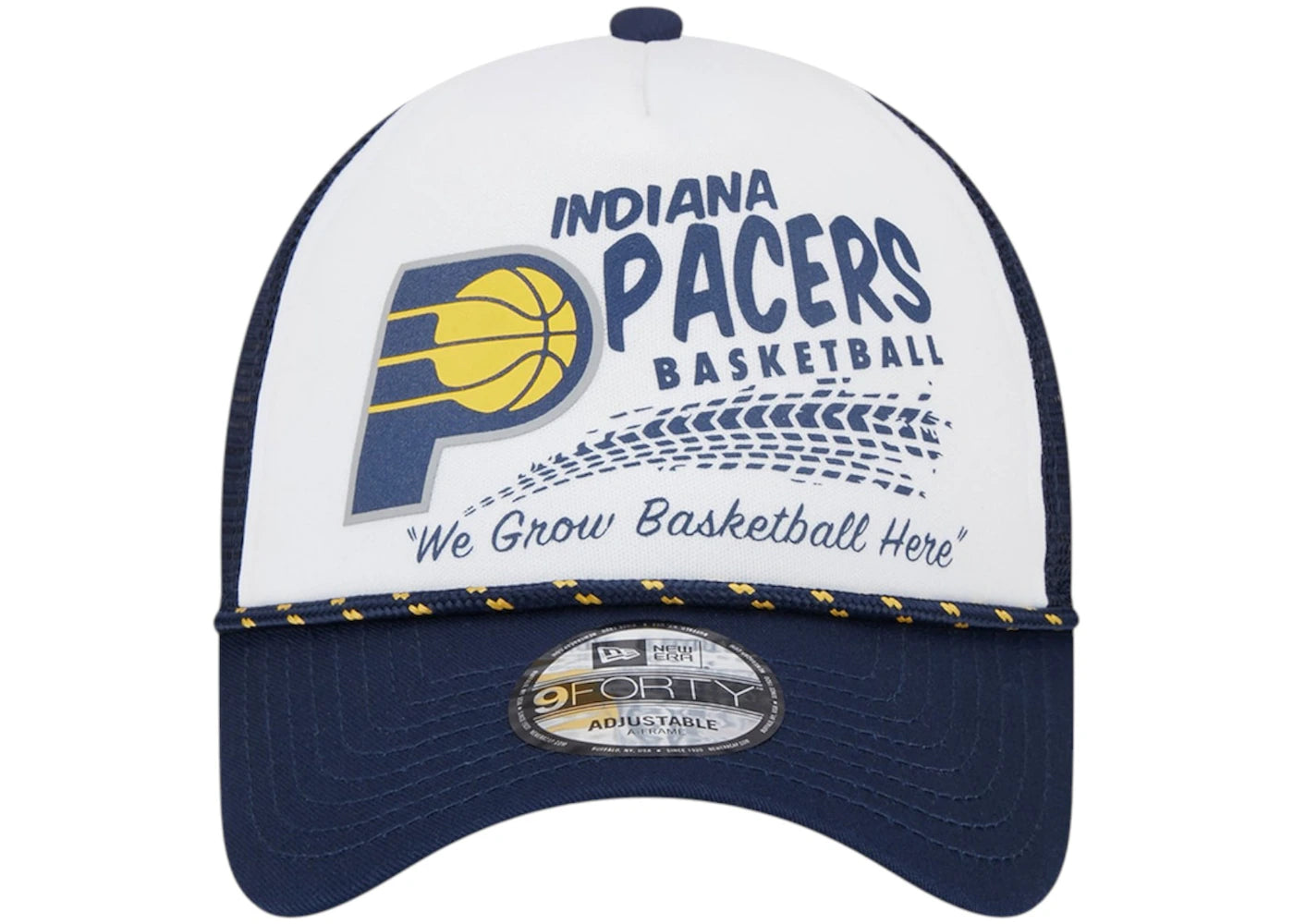 NBA Indiana Pacers New Era White/Burnout Print A-Frame 9Forty Trucker Hat White
