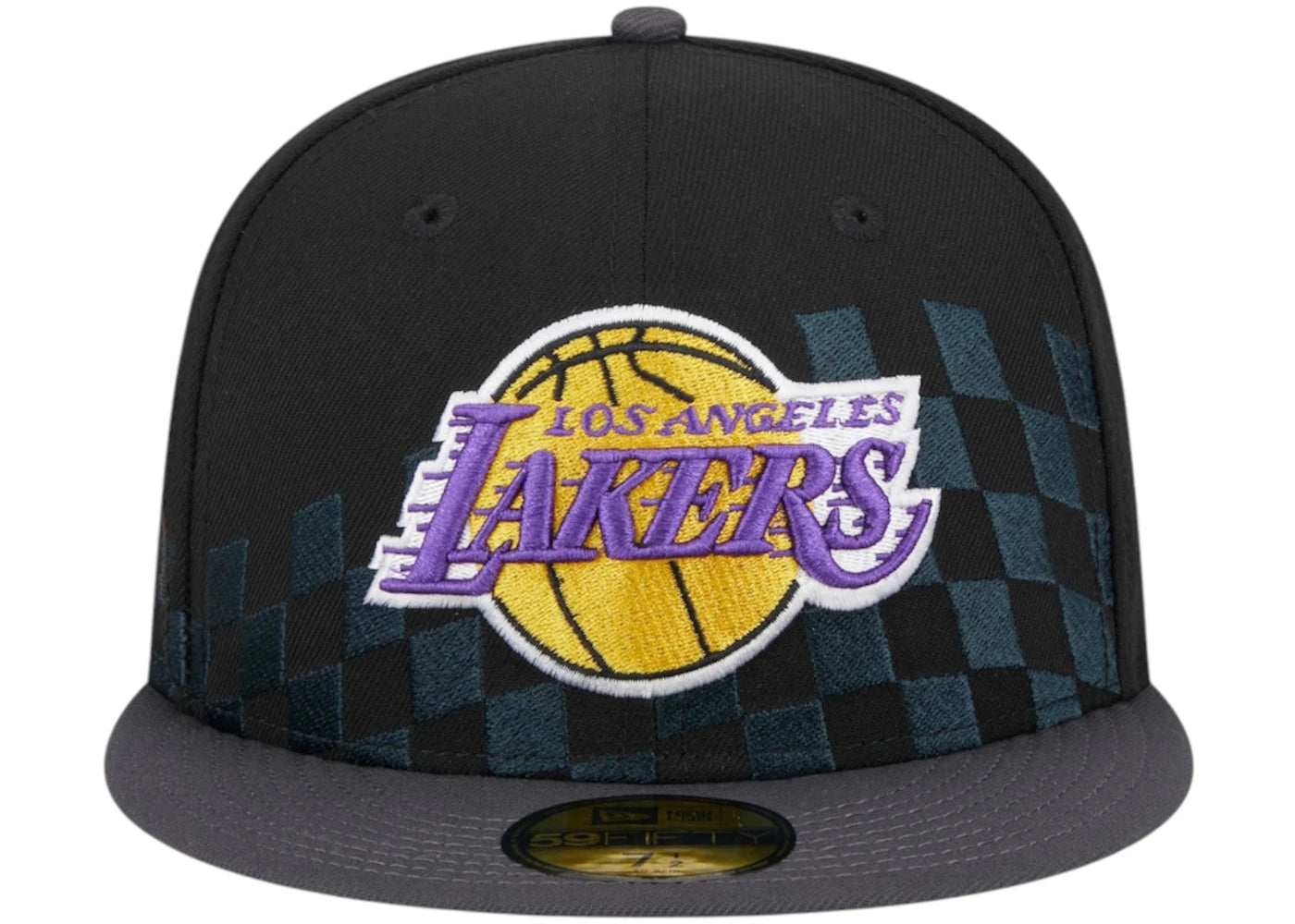 NBA Los Angeles Lakers New Era Rally Drive Checkerboard 59Fifty Crown Fitted Hat Black