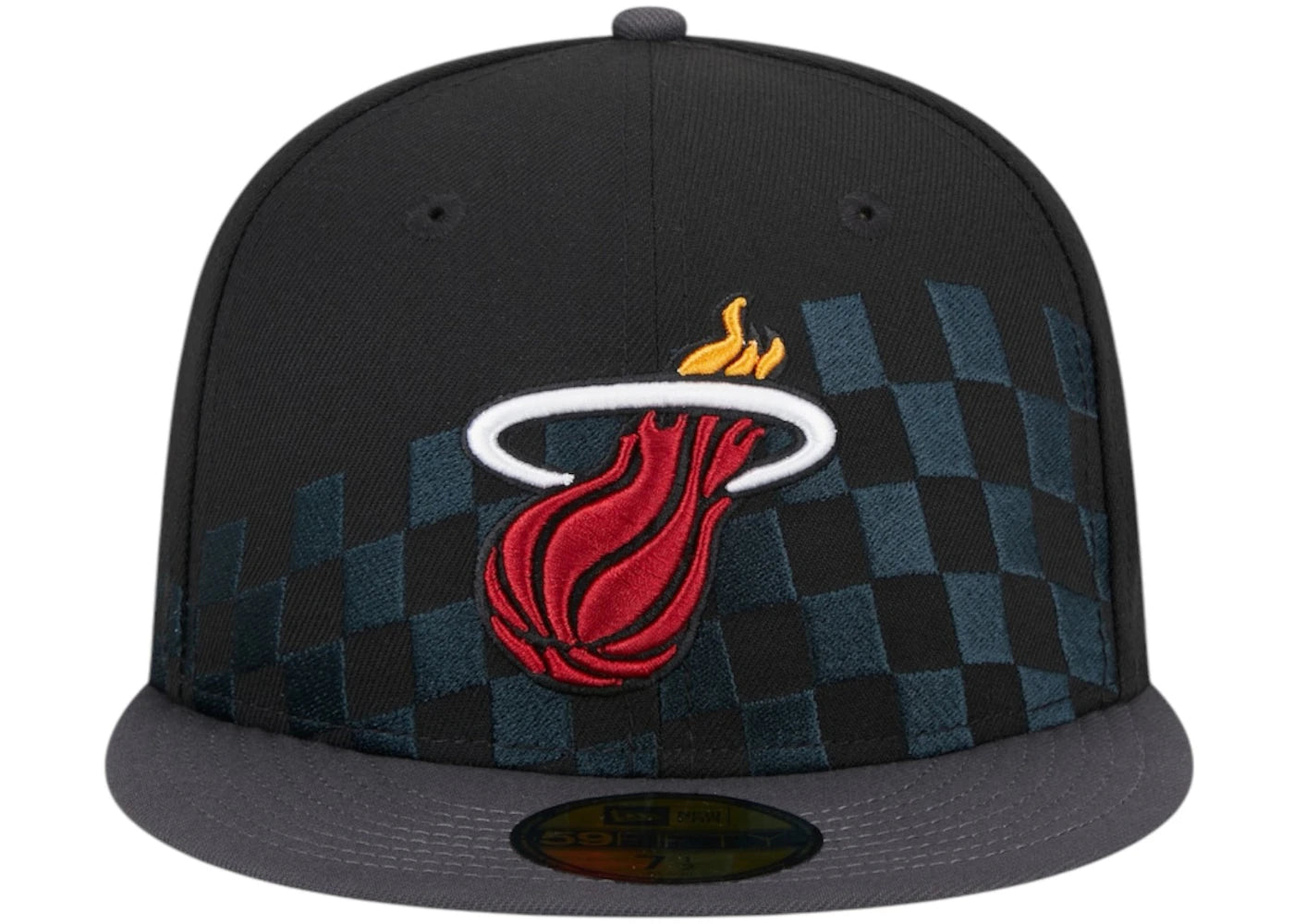 NBA Miami Heat New Era Rally Drive Checkerboard 59Fifty Crown Fitted Hat Black