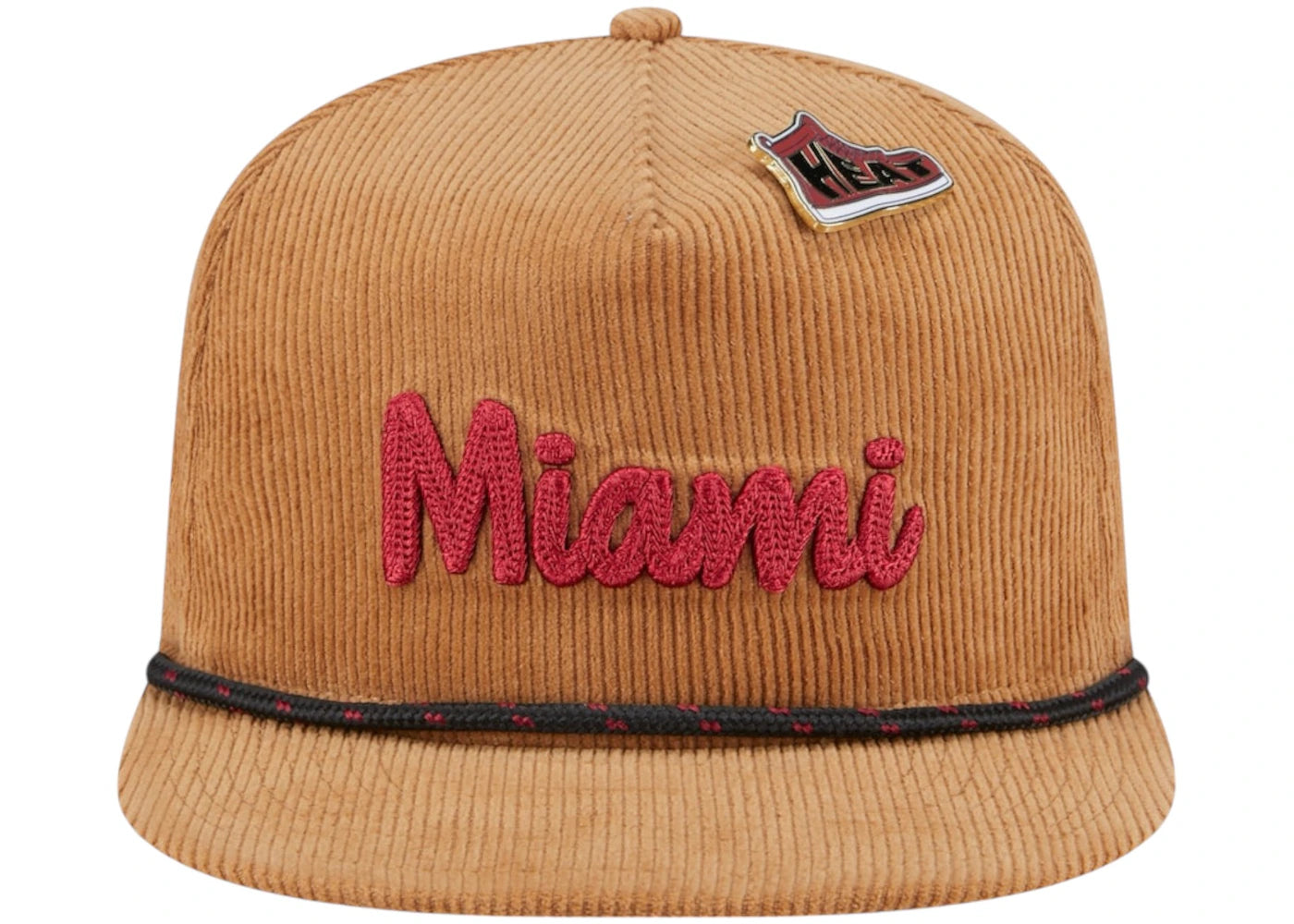 NBA Miami Heat New Era Victory Grove Corduroy Sneaker Pin Golfer Adjustable Hat Tan