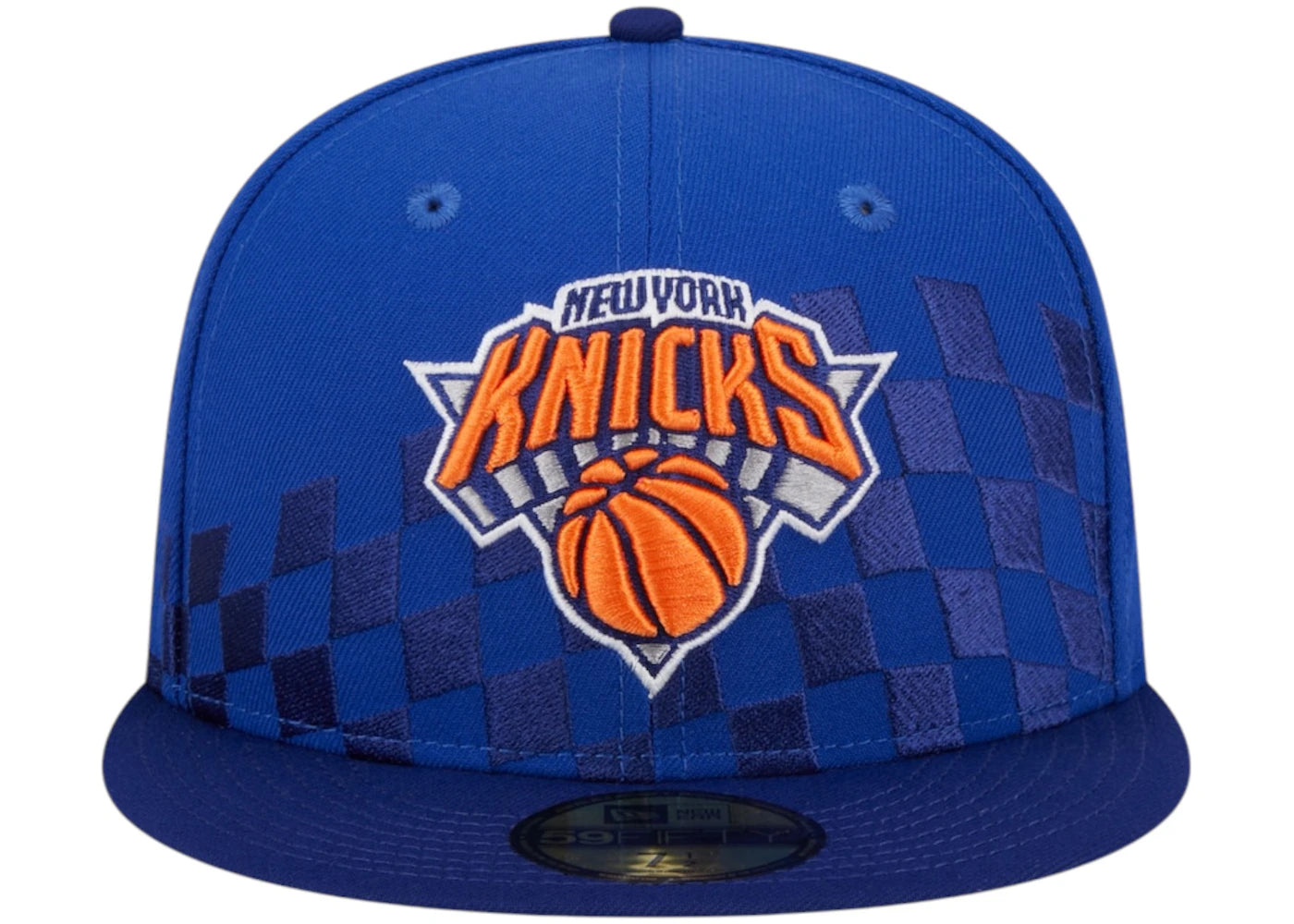 NBA New York Knicks New Era Rally Drive Checkerboard 59Fifty Crown Fitted Hat Blue