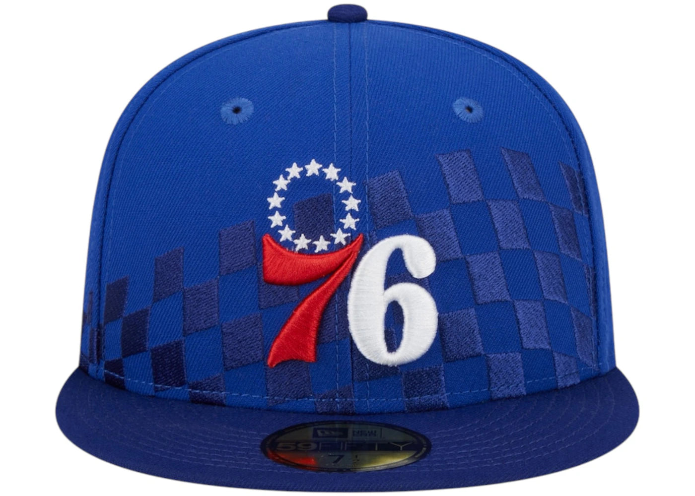 NBA Philadelphia 76Ers New Era Rally Drive Checkerboard 59Fifty Crown Fitted Hat Royal Blue