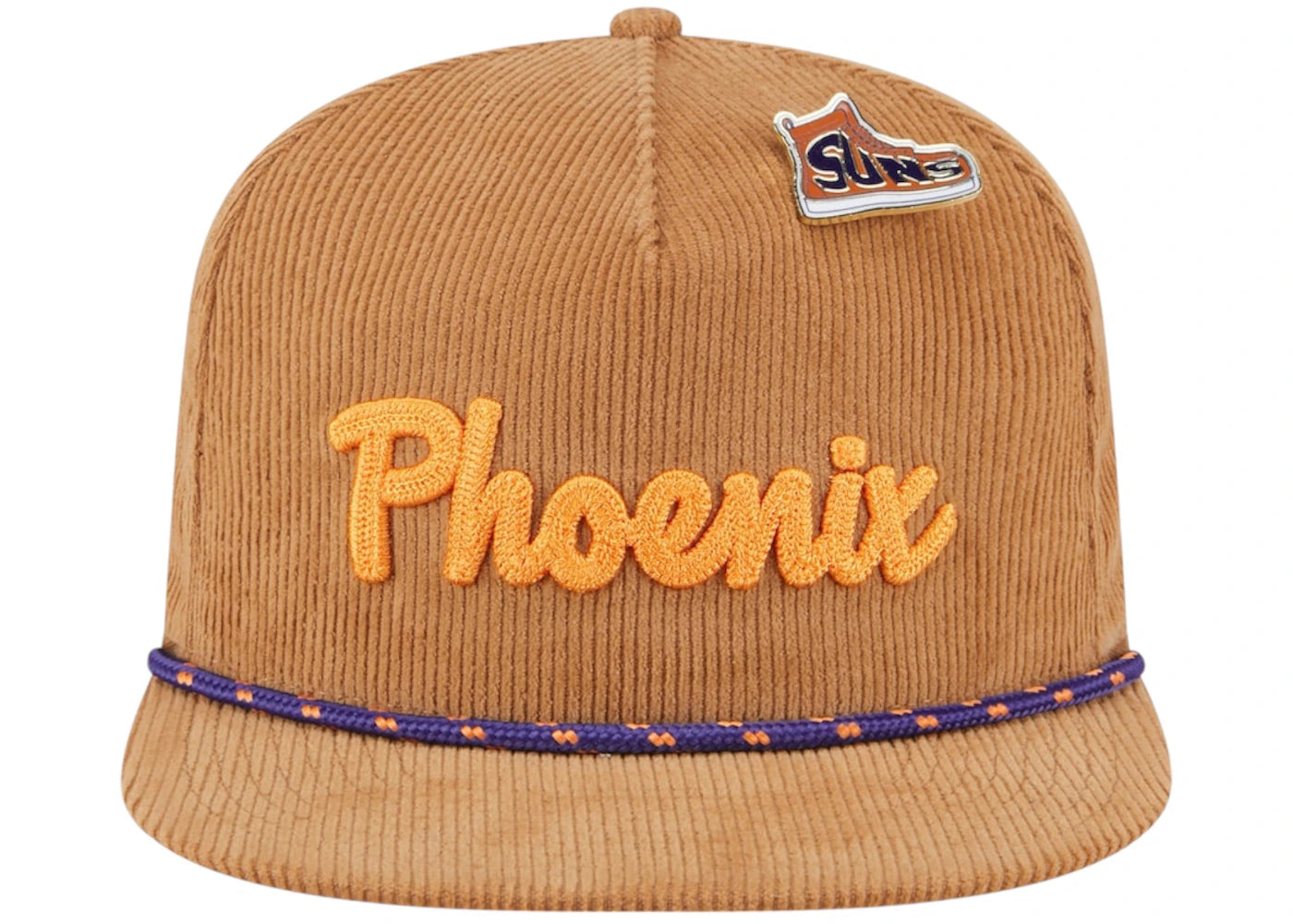 NBA Phoenix Suns New Era Victory Grove Corduroy Sneaker Pin Golfer Snapback Hat Tan
