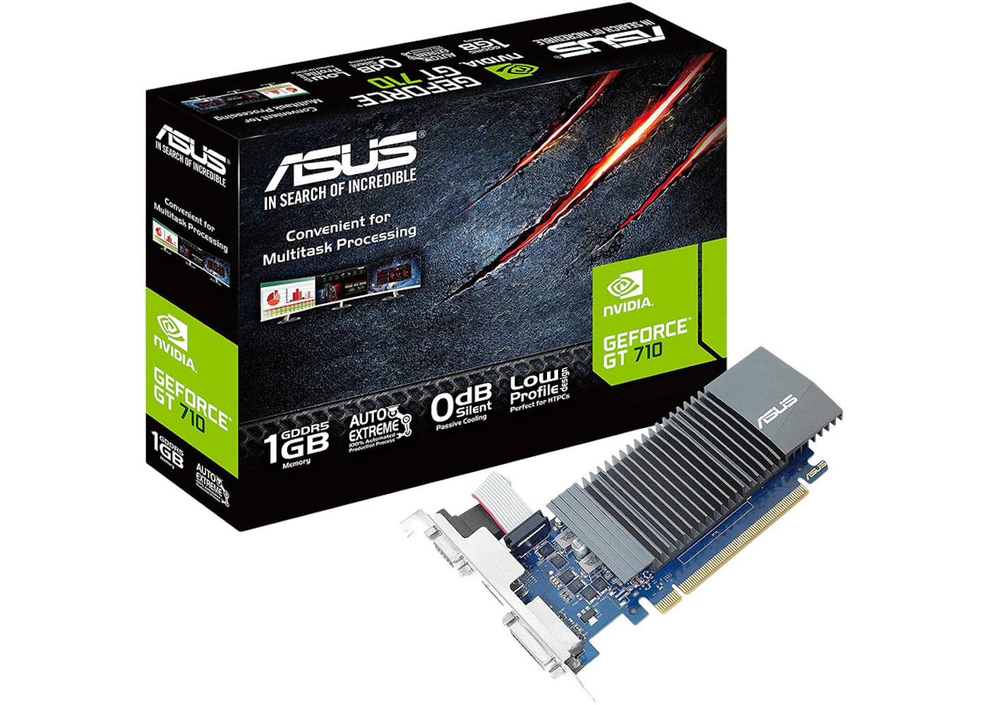 NVIDIA ASUS GeForce GT 710 1GB VGA DVI Graphics Card GT710-SL-1GD5-BRK