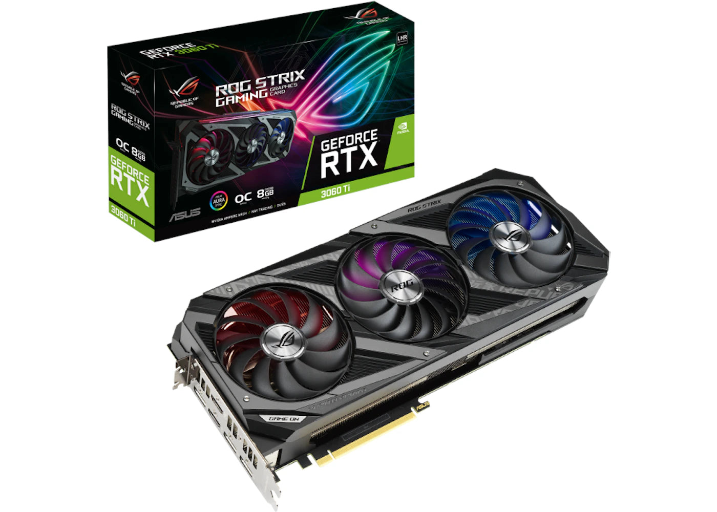 NVIDIA ASUS ROG STRIX Gaming GeForce RTX 3060 Ti 8GB OC V2 LHR Graphics Card (ROG-STRIX-RTX3060TI-O8G-V2-GAMING)