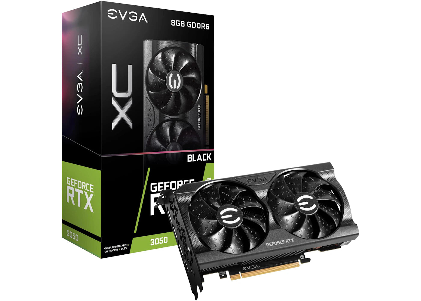 NVIDIA EVGA GeForce RTX 3050 XC BLACK GAMING 8G Graphics Card 08G-P5-3551-KR