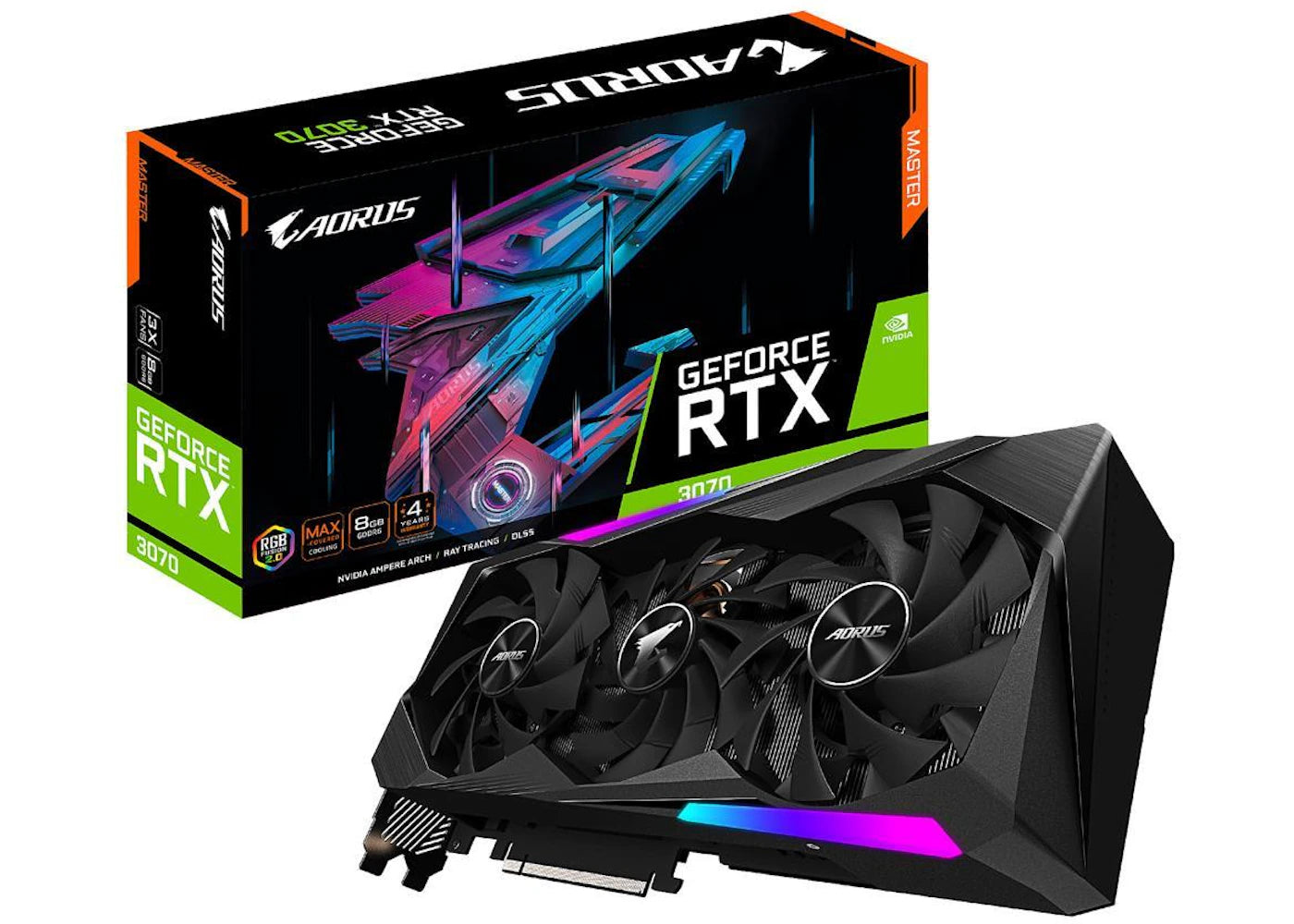 NVIDIA GIGABYTE AORUS GeForce RTX 3070 MASTER 8G Rev 2.0 LHR Graphics Card (GV-N3070AORUS M-8GD)