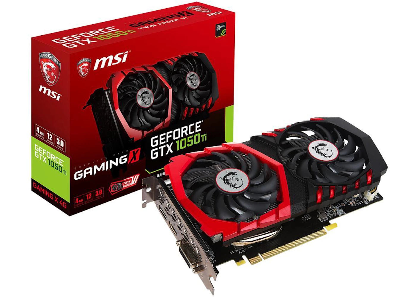 NVIDIA MSI GeForce GTX 1050 Ti Gaming X 4G Overclock Double Fan Graphic Card (GTX 1050 Ti GAMING X 4G)