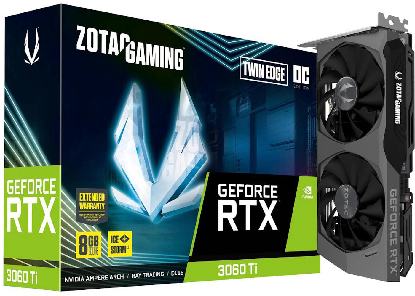 NVIDIA ZOTAC GAMING GeForce RTX 3060 Ti Twin Edge 8G OC Graphics Card (ZT-A30610H-10M)