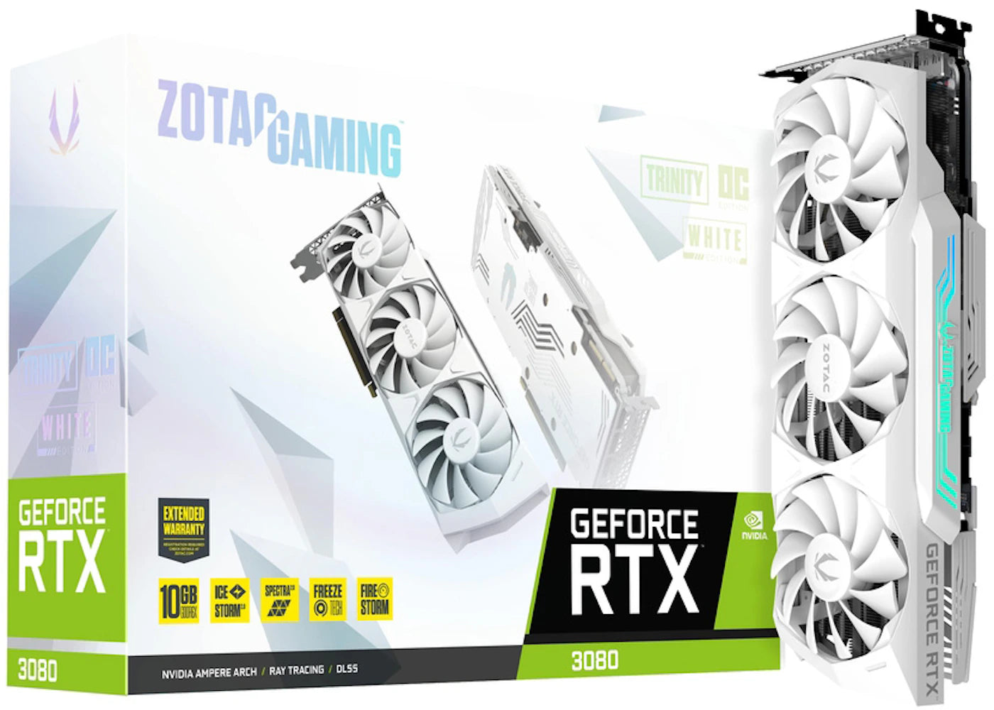NVIDIA ZOTAC GAMING GeForce RTX 3080 Trinity 10G OC LHR Graphics Card (ZT-A30800K-10PLHR) White Edition