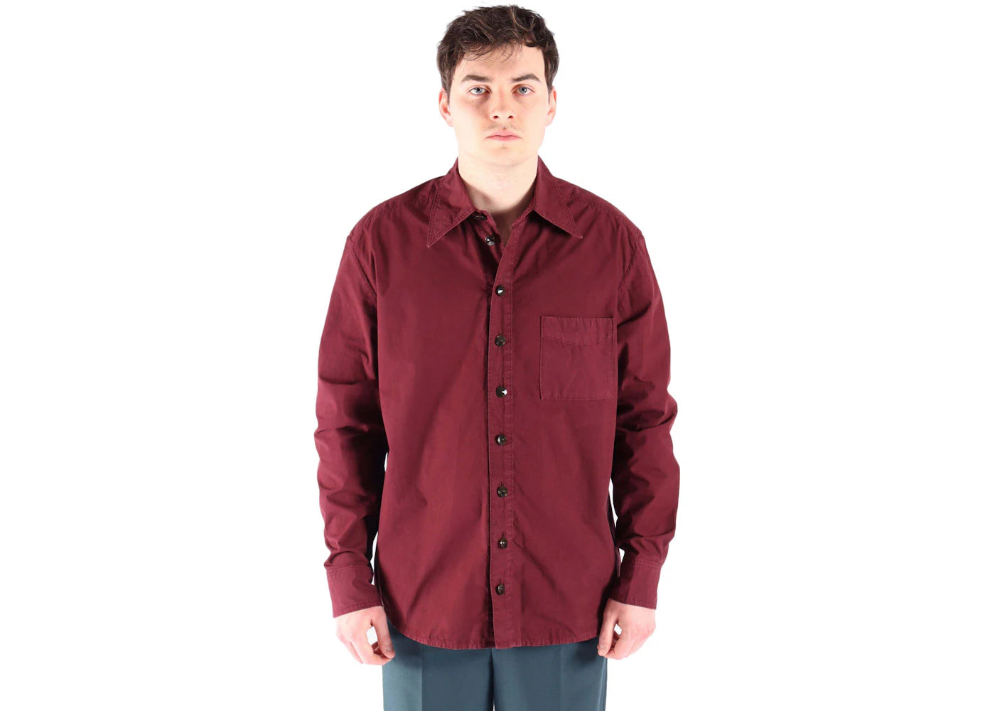 Namacheko Storm Flap Button Down Shirt Maroon