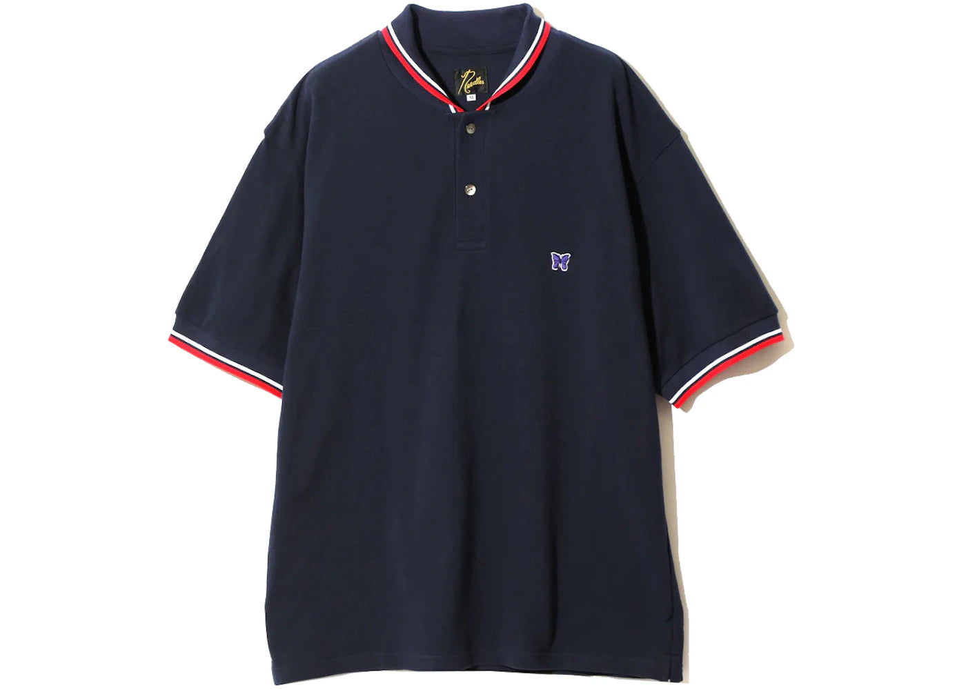 Needles Shawl Collar S/S Polo Navy/Red