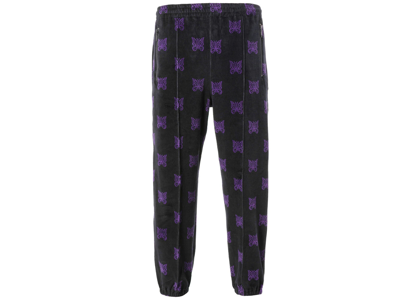 Needles Velour Papillon Zipped Track Pants Black Purple