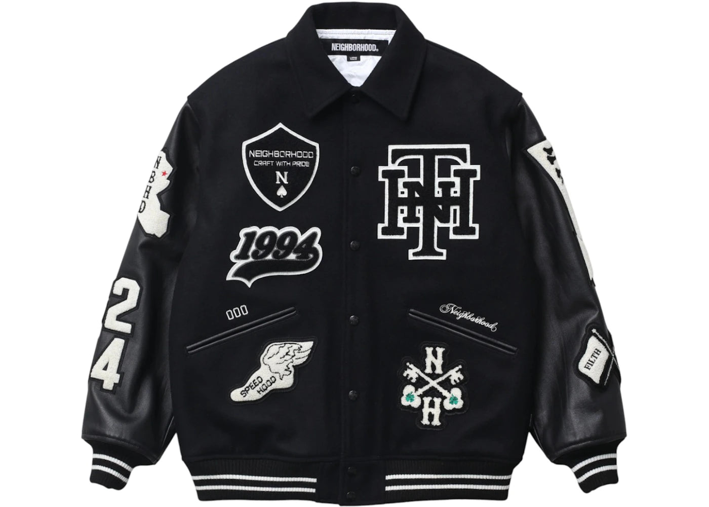 Neighborhood Stadium Jacket Black x White