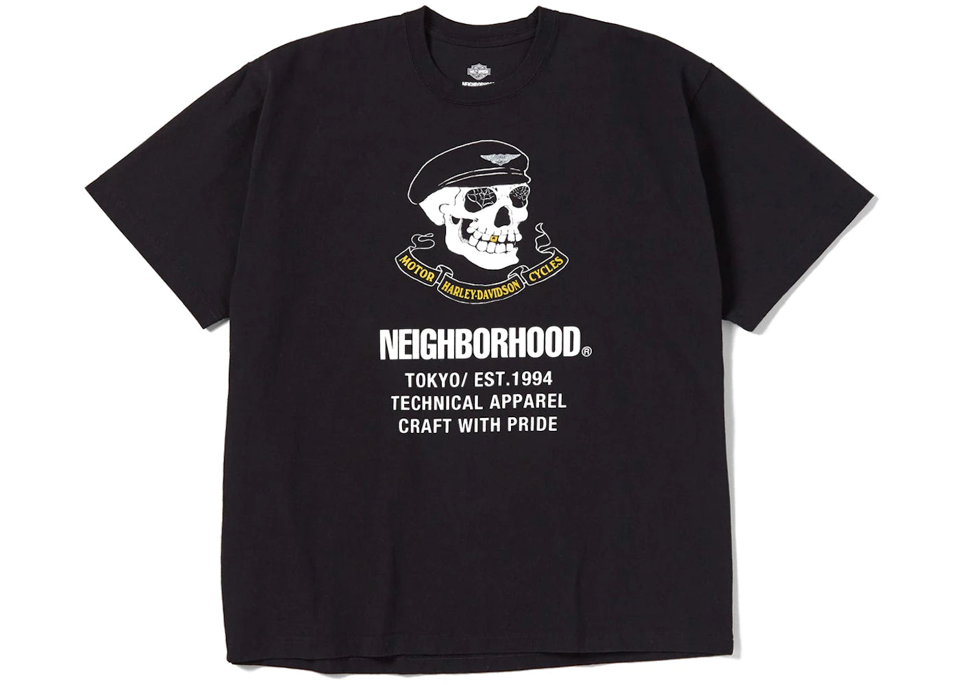 Neighborhood x Harley Davidson Cracked Print T-Shirt Black