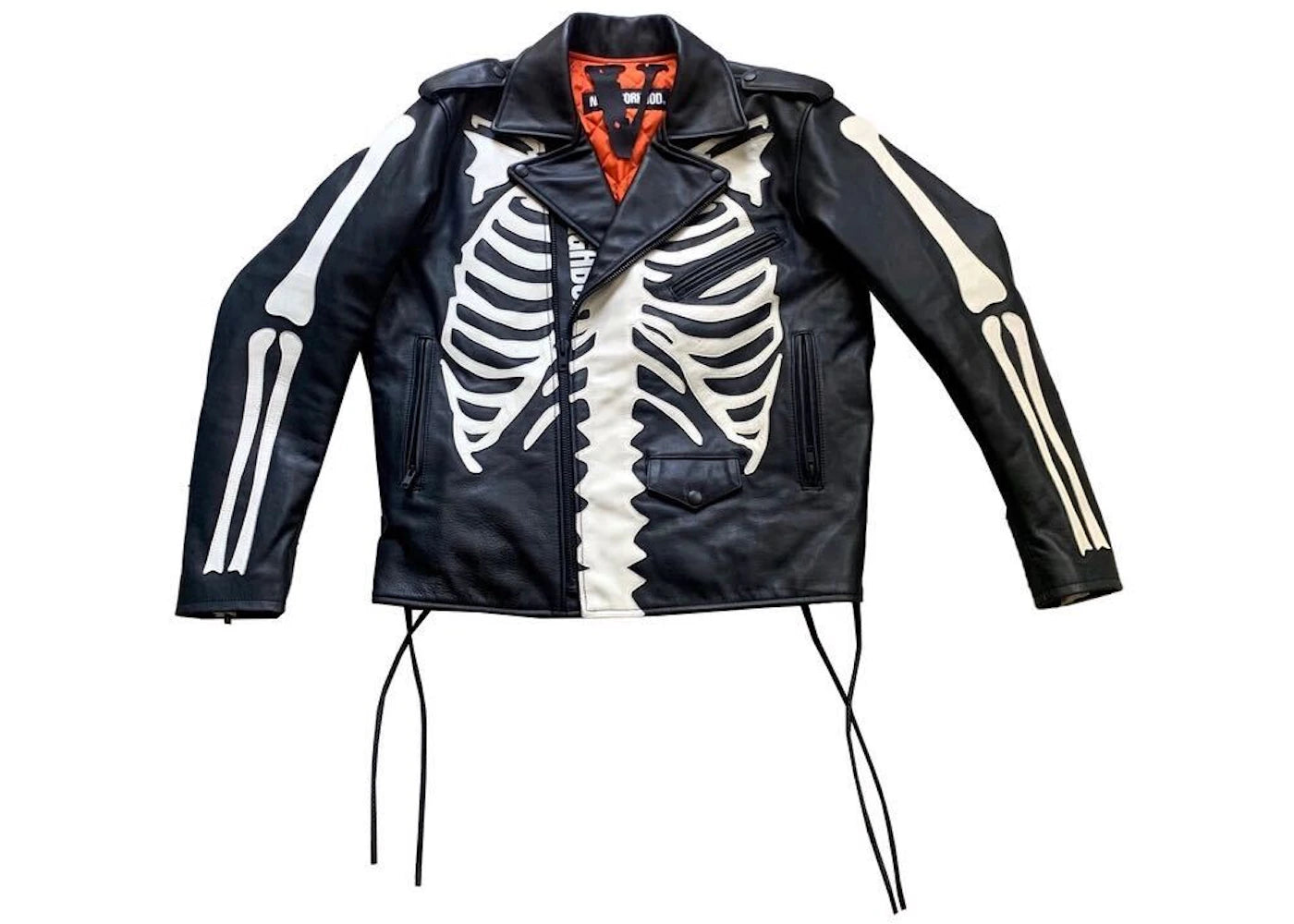 Neighborhood x Vlone Skeleton Leather Jacket Black/White