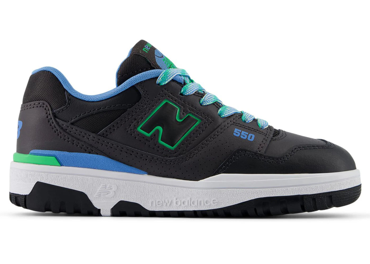 New Balance 550 Black Cement Green Apple Blue (PS)