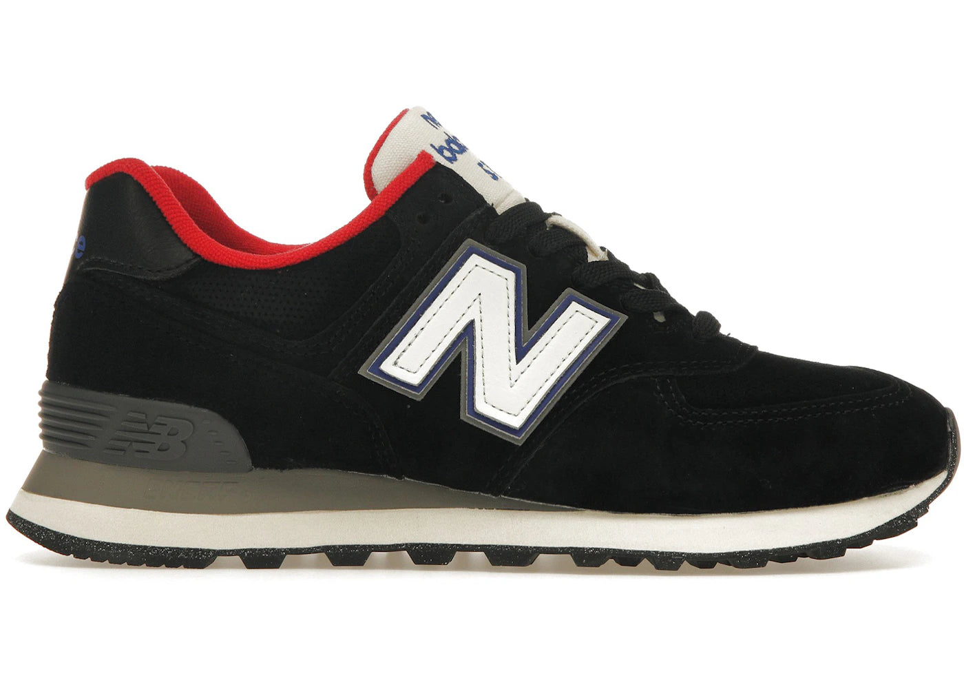 New Balance 574 Black White Varsity Red (Women's)