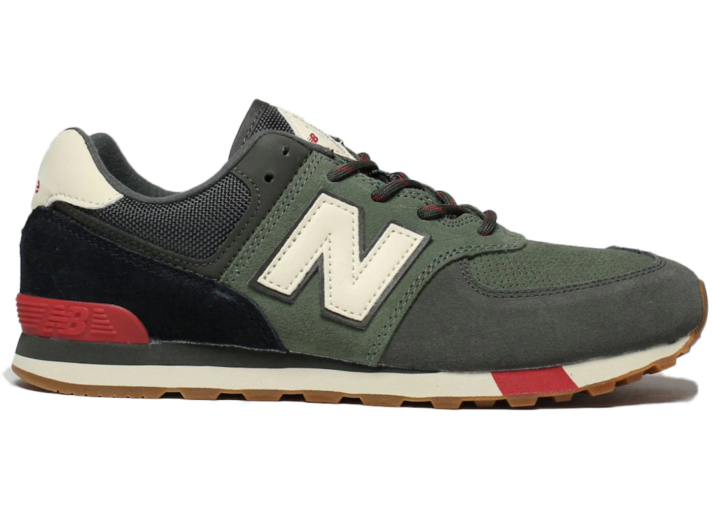 New Balance 574 Camo Green Team Red