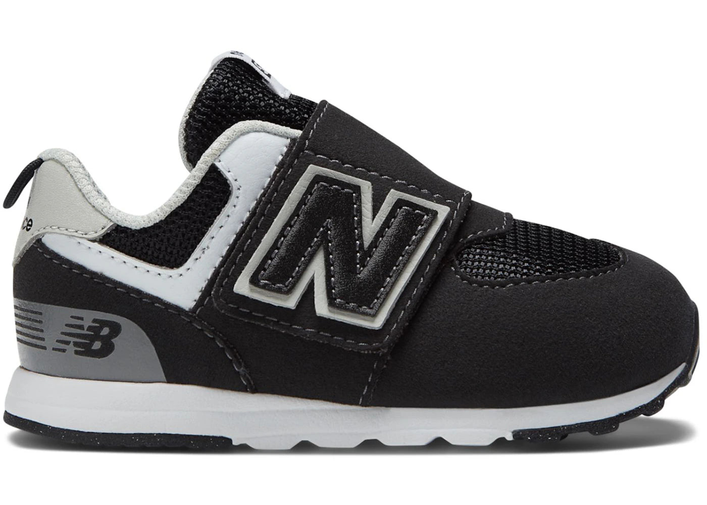 New Balance 574 Hook and Loop Black Silver Metallic (TD)