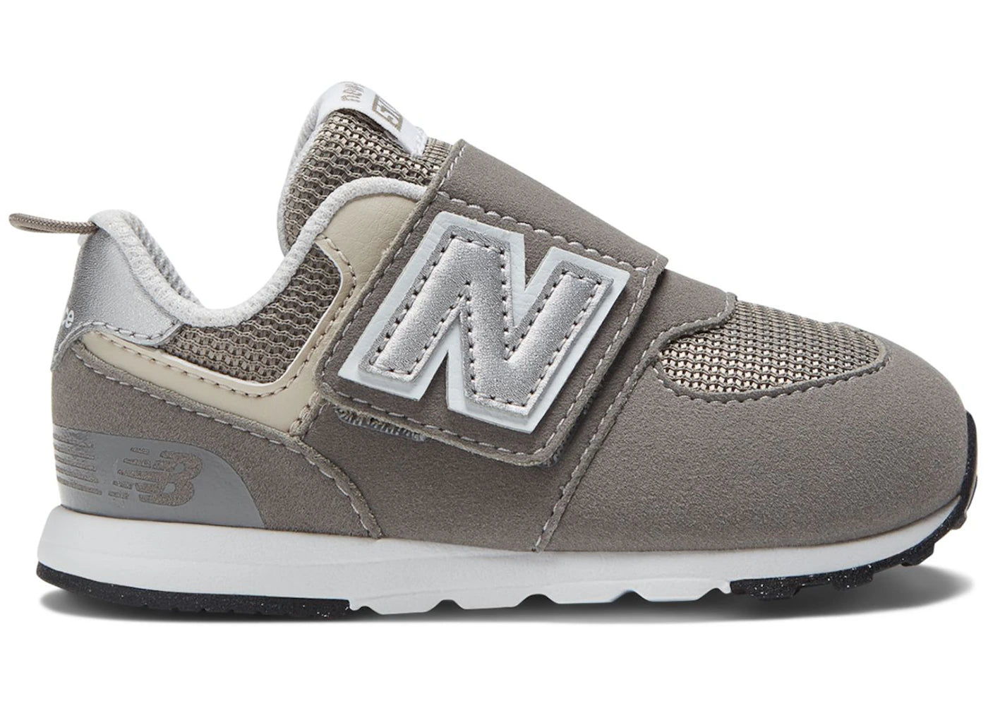 New Balance 574 Hook and Loop Rain Cloud Silver Metallic (TD)