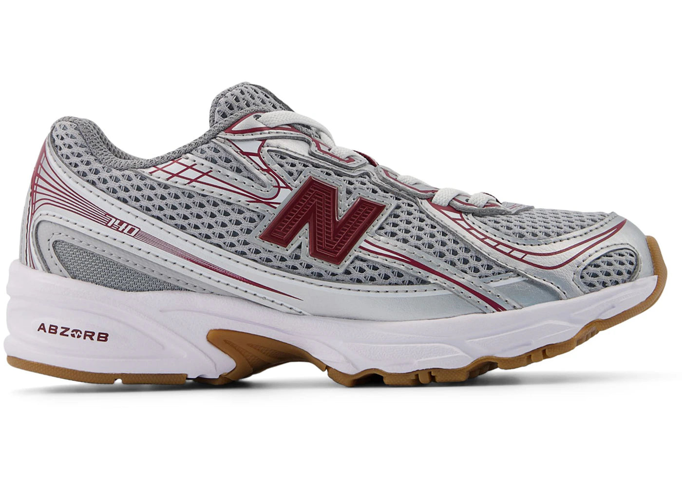 New Balance 740 Bungee Lace Silver Metalic Monarch Burgundy (PS)