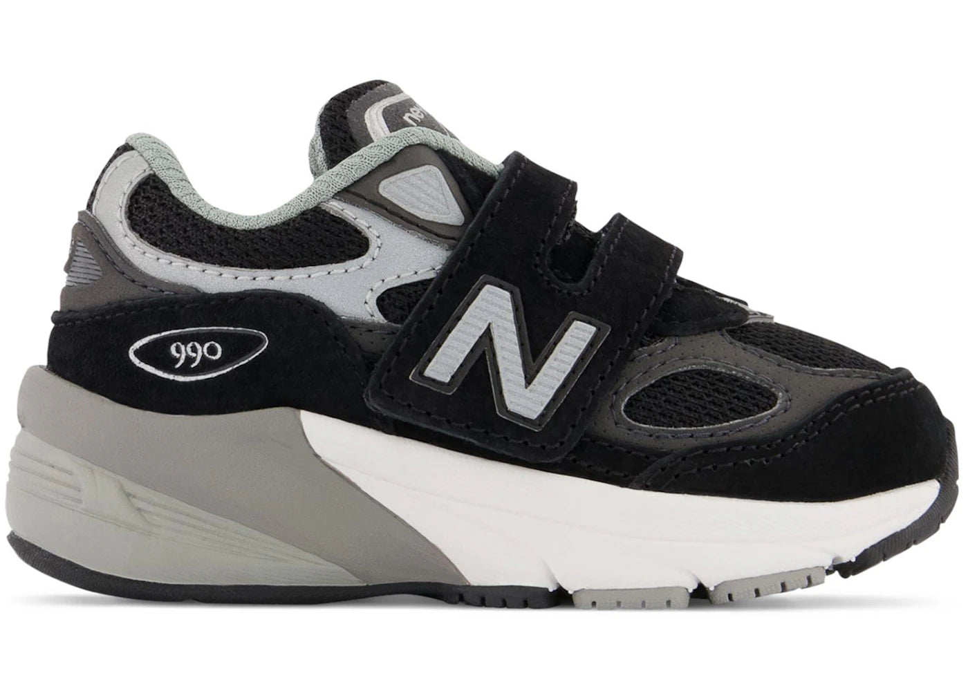 New Balance 990v6 Hook and Loop Black Silver (TD)