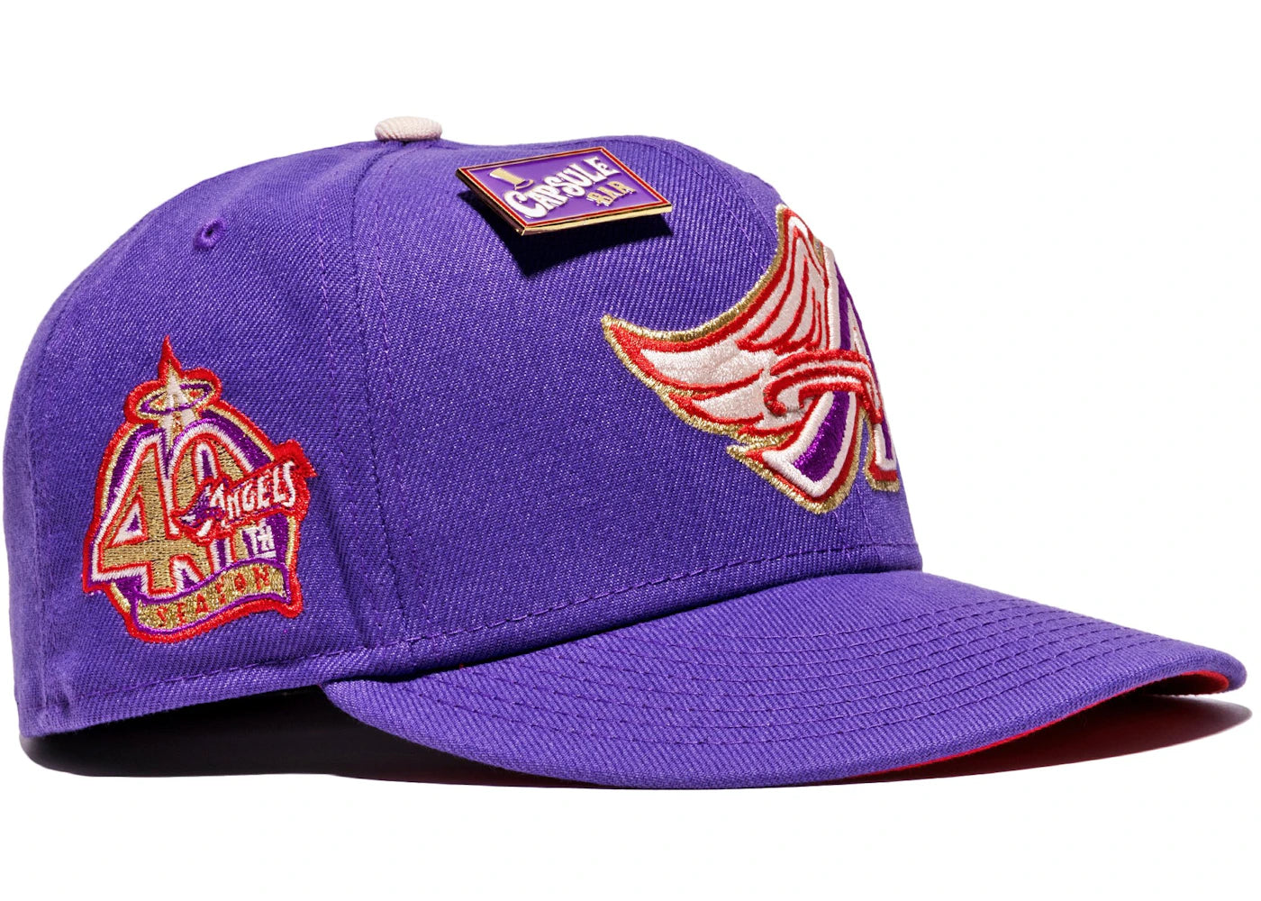 New Era Anaheim Angels Capsule Bar Collection 40th Season 59Fifty Fitted Hat Purple/Red