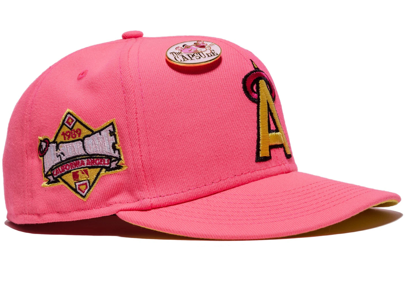 New Era Anaheim Angels Capsule Panther Collection 1989 All Star Game 59Fifity Fitted Hat Pink/Yellow