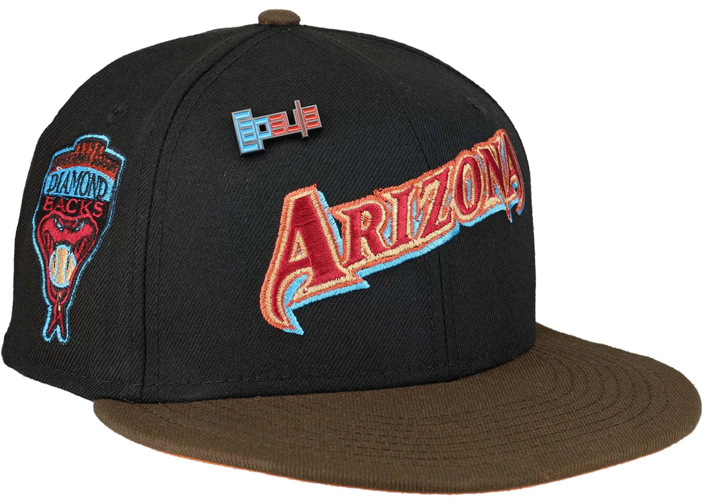 New Era Arizona Diamondback Capsule NOS Collection 1998 Inaugural Season Patch 59Fifty Fitted Hat Black/Orange